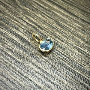 Blue Sapphire Pendant Charm in solid 14k Yellow Gold